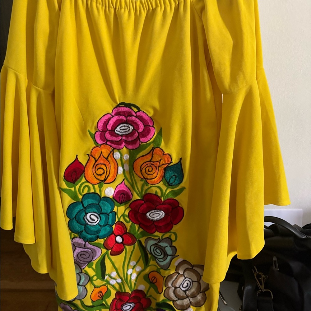 Floral Embroidered Yellow Skirt